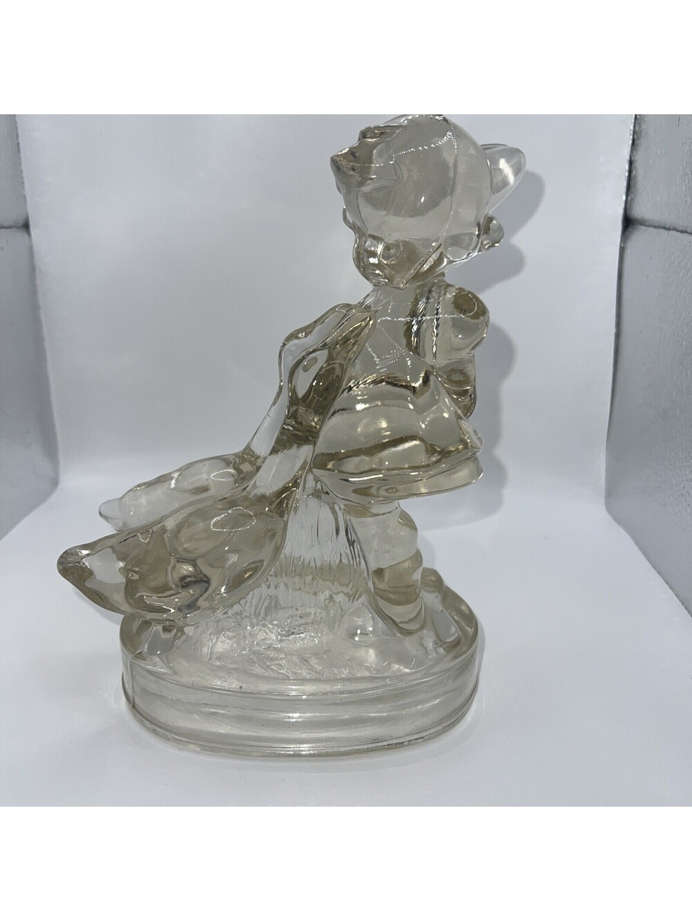 Glass Goose Girl 8” Tall. Clear    LE Smith